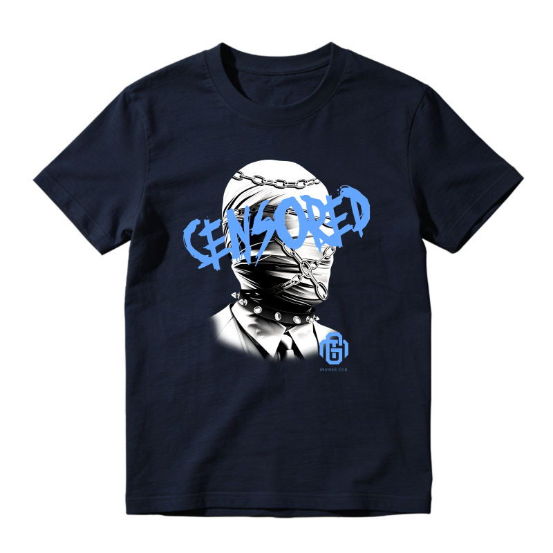 Censored Masked Figure With Chain And Tie Sneaker T Shirt Matching Jordan 14 University Blue