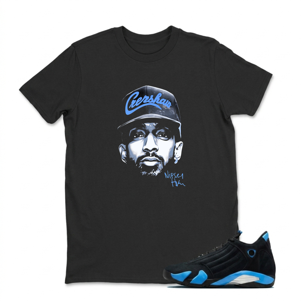 Cereshaw Cap Portrait Signature Sneaker T Shirt Matching Jordan 14 University Blue