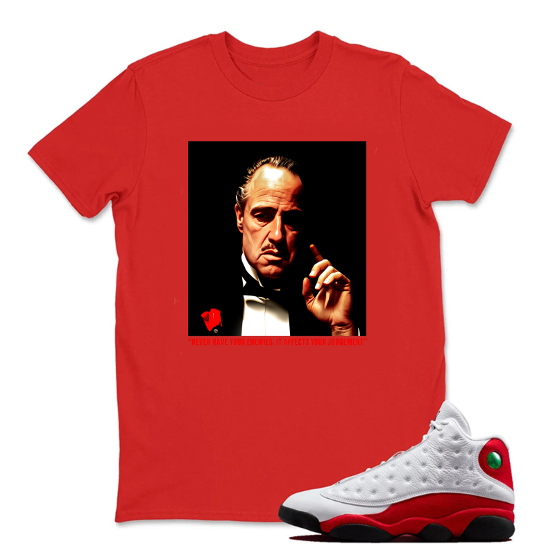 Vito Corleone Portrait With Rose Sneaker T Shirt Matching Jordan 13 OG Chicago Red/White
