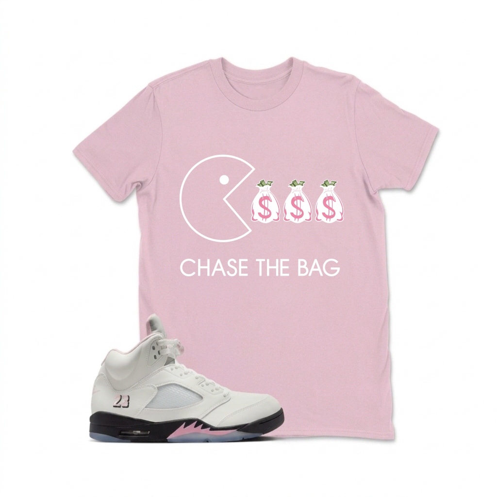 Pacman Sss Chase The Bag Sneaker T Shirt Matching  Air Jordan 5 Retro OG AJ5 Medium Soft Pink