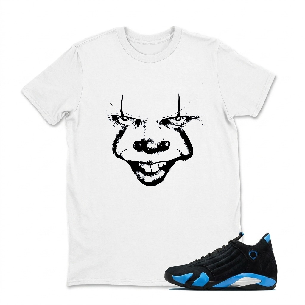 Cheshire Cat Face Print Sneaker T Shirt Matching Jordan 14 University Blue