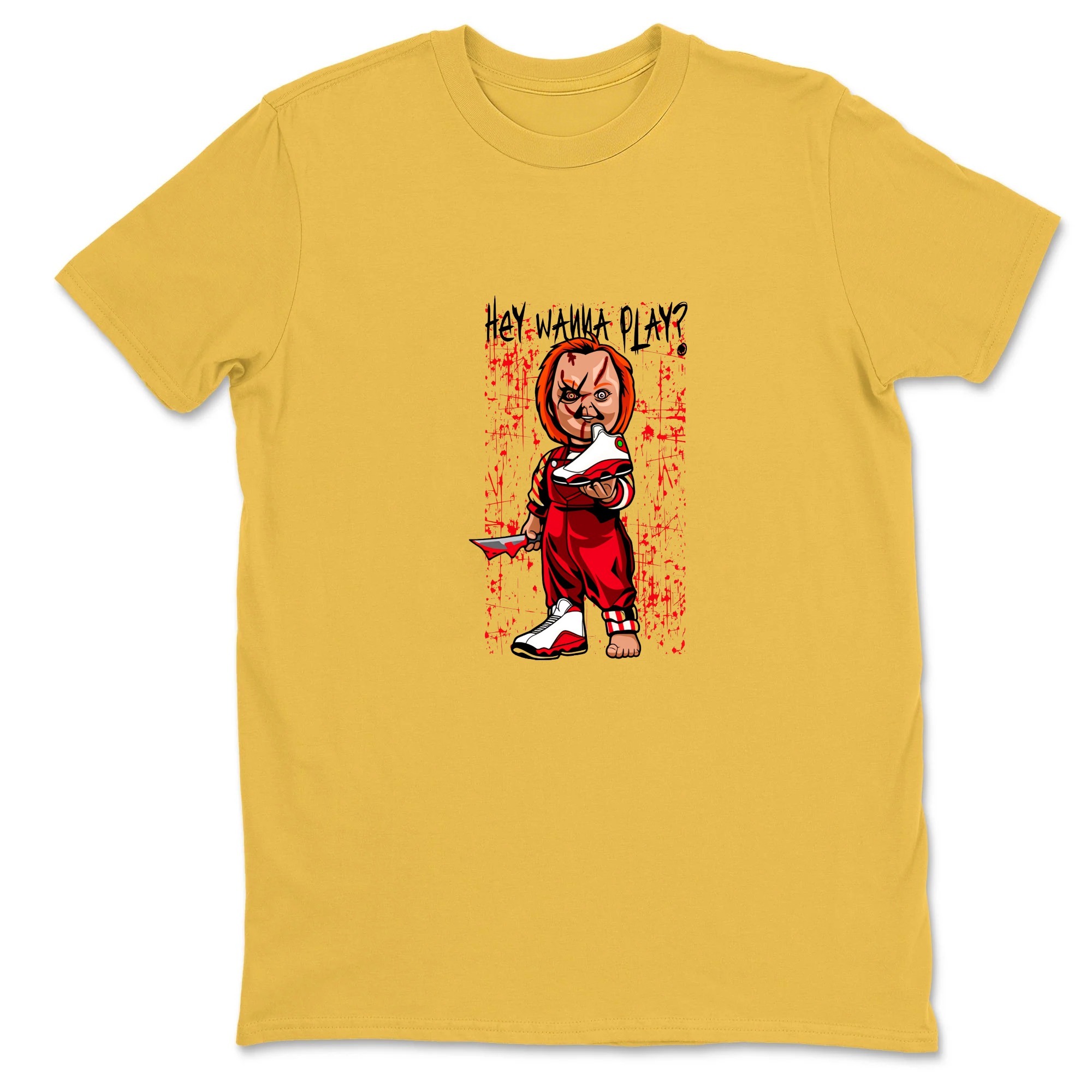 Chucky Doll With Knife And Text Sneaker T Shirt Matching Jordan 13 OG Chicago Red/White