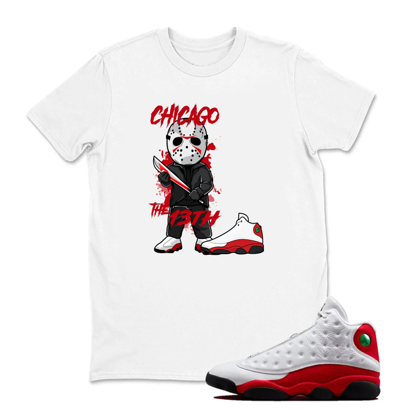 Chicago The 13th Jason Sneaker T Shirt Matching Jordan 13 OG Chicago Red/White