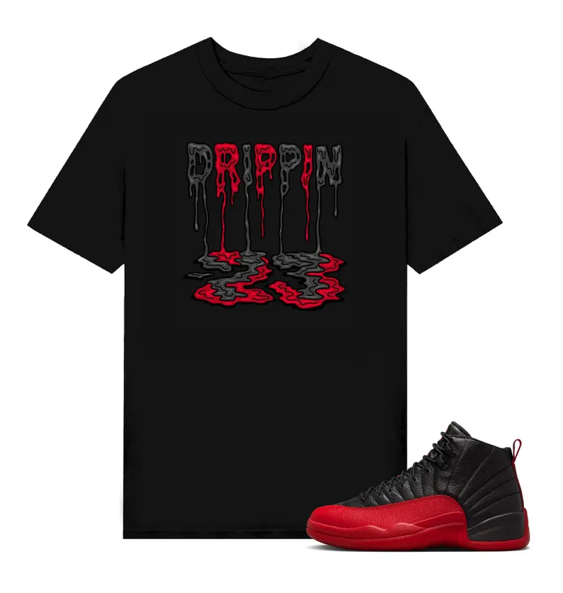Shirt To Match AJ 12 Flu Game Sneaker Matching Tee, Jordan 12 Flu game Sneaker Tees