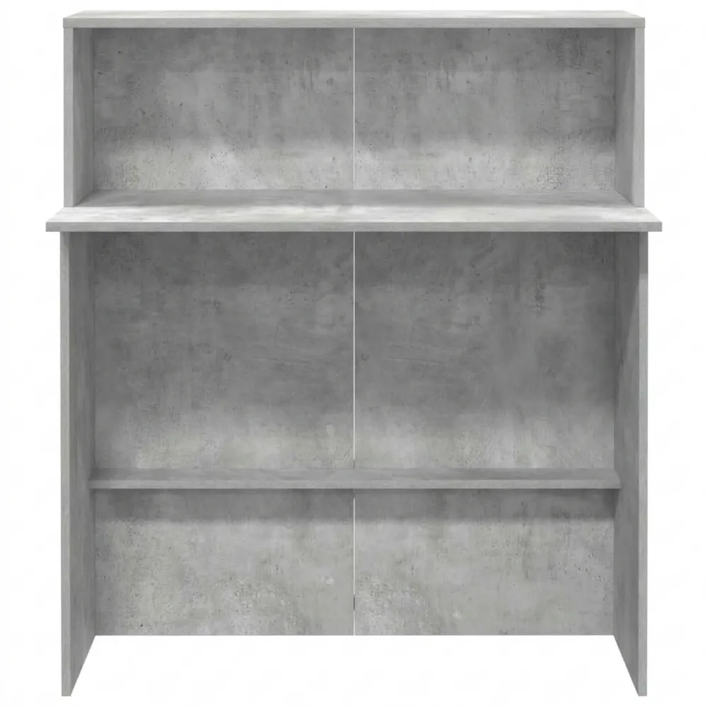 Moderne Empfangstheke aus Holzwerkstoff in Betongrau