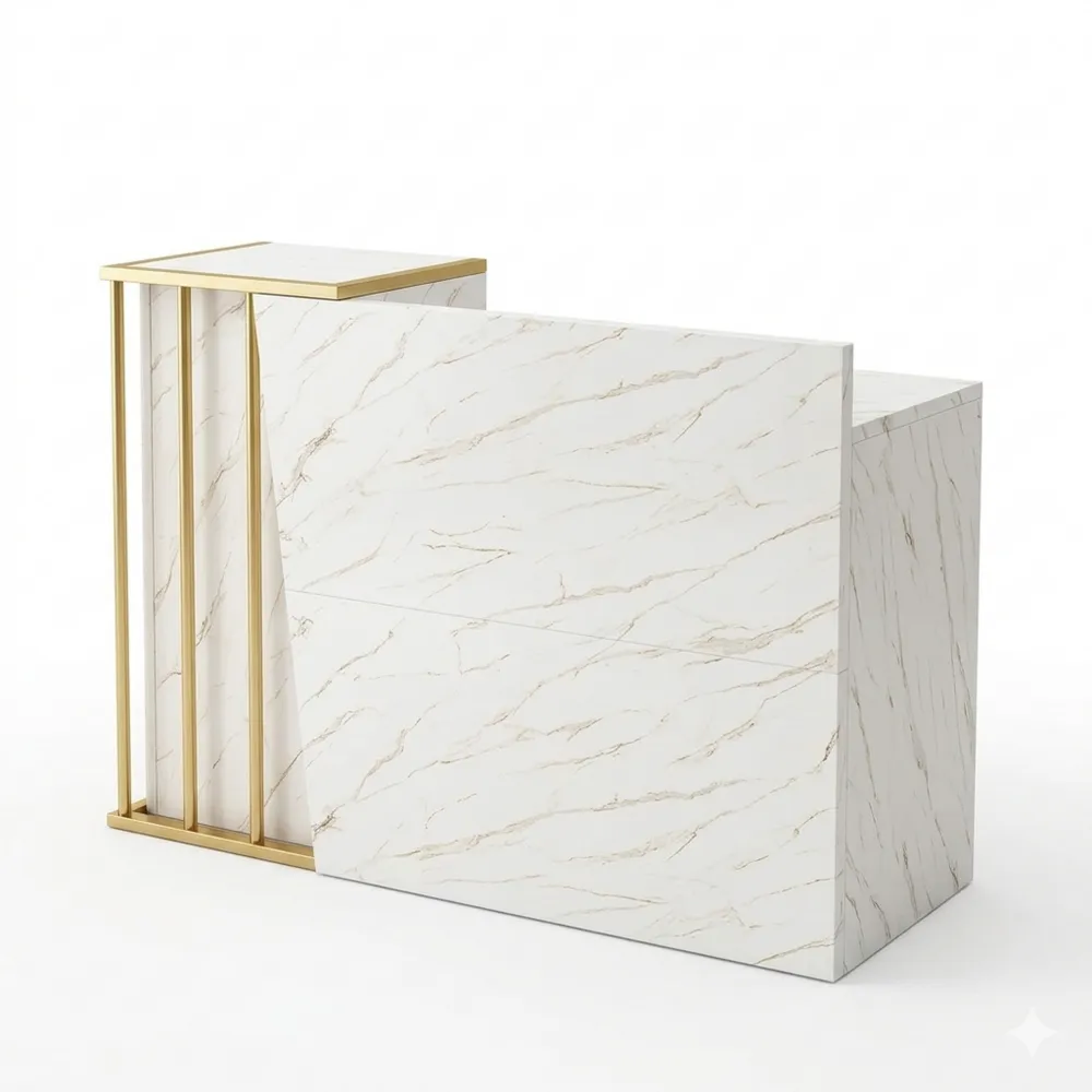 Modularer Empfangstisch mit Arbeitsbereichsoptionen für verschiedene Branchen