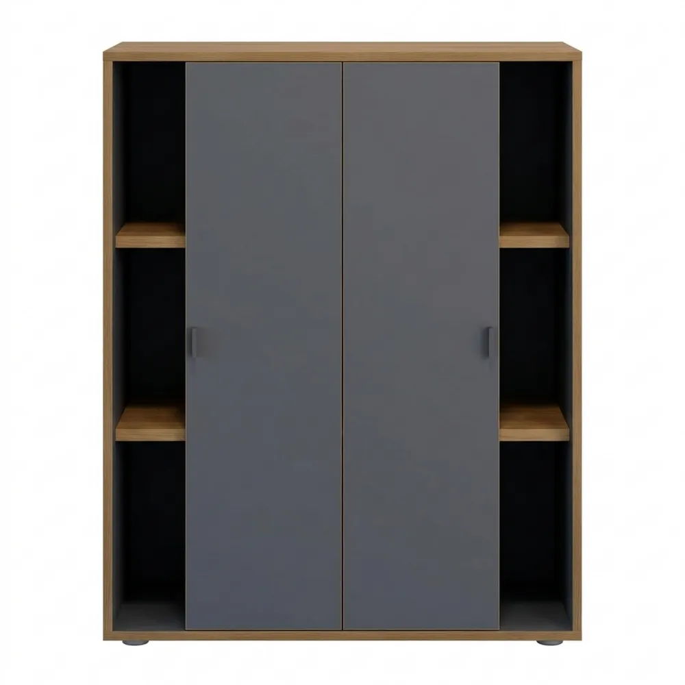 Moderner Büroschrank mit Schiebetüren, 3 Fächer, Maße ca. H. 110 x B. 60 x T. 37 cm