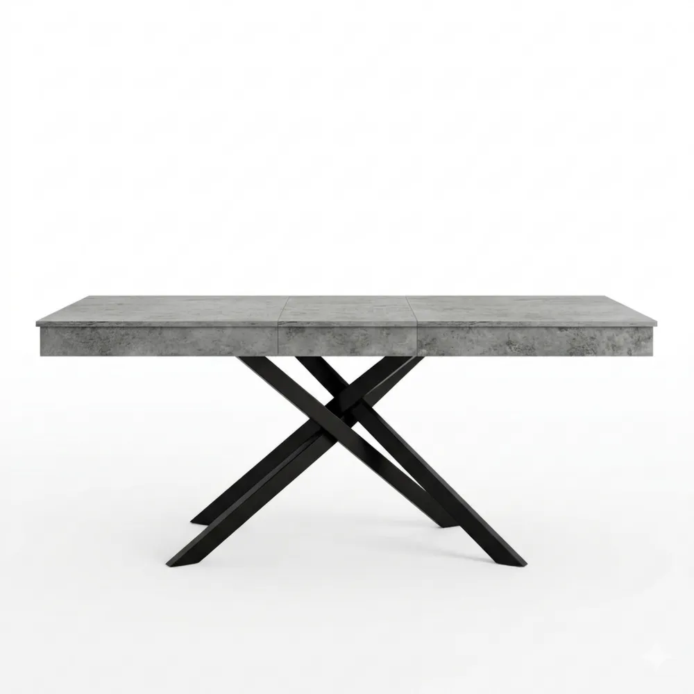 Moderner ausziehbarer Esstisch, 140-180 cm, für 6-8 Personen, rechteckig mit Kreuzbeinen