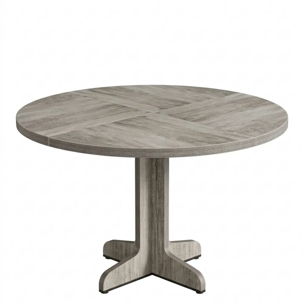 Runder Esstisch 120 cm für 4 Personen - Modernes Design mit Metall-Kreuzfuß und Holzoptik