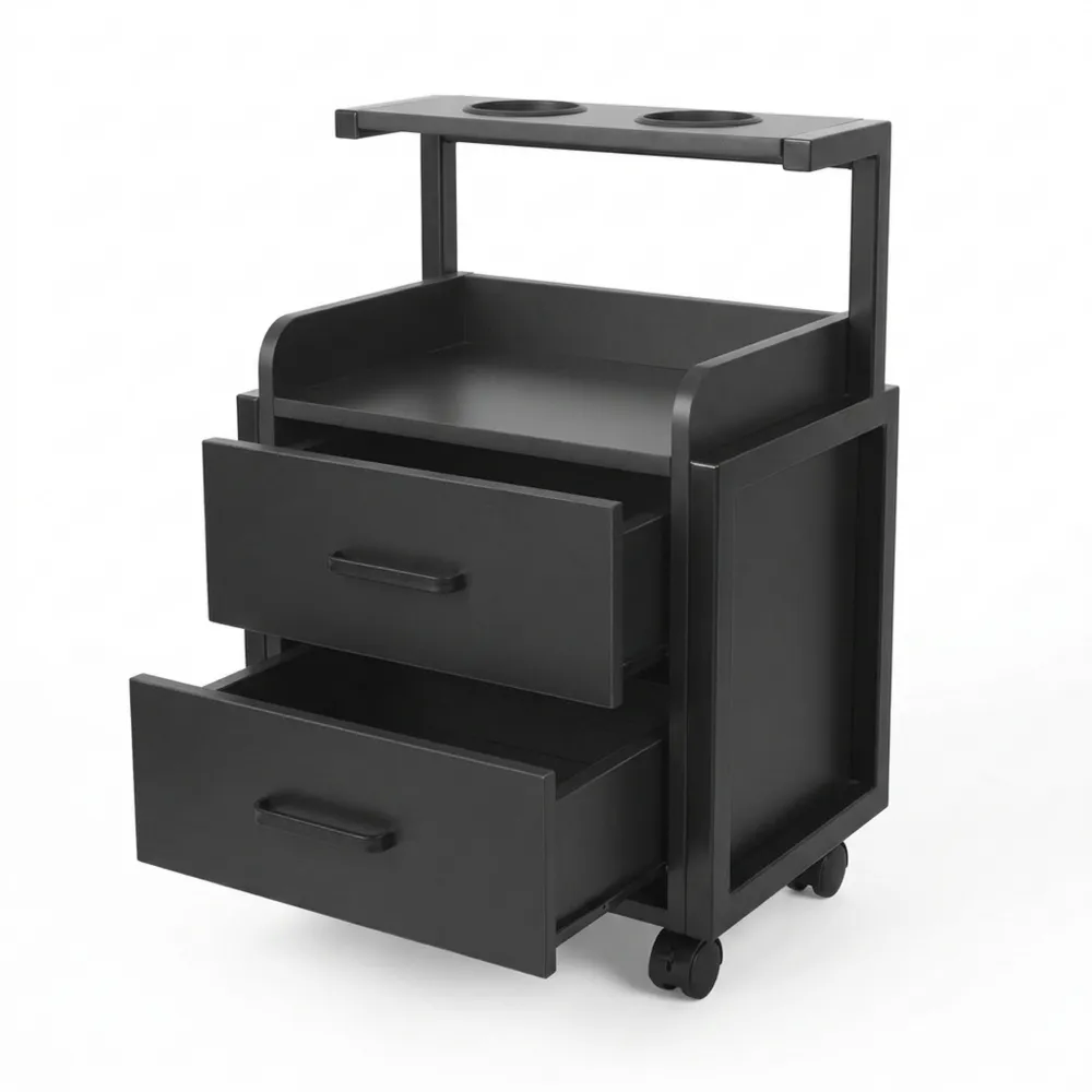 Schwebender Wandschrank mit Schubladen und Haartrocknerhalter