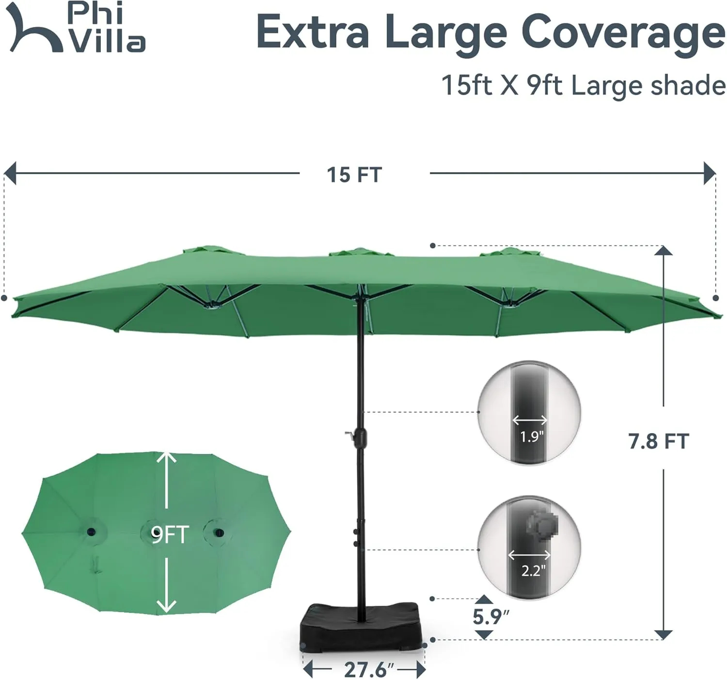 🔥Soon to Be Sold Out!!💝Buy 2 Get 2 Free💥2025 PHI VILLA 15 ft Extra Large Patio Umbrella