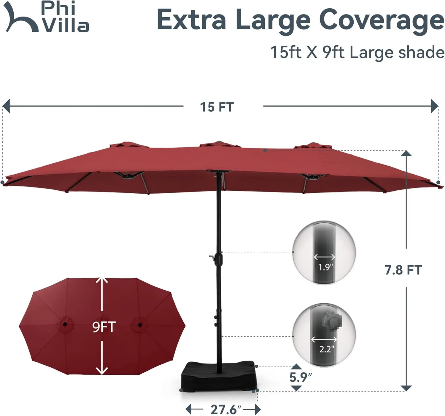 🔥Soon to Be Sold Out!!💝Buy 2 Get 2 Free💥2025 PHI VILLA 15 ft Extra Large Patio Umbrella