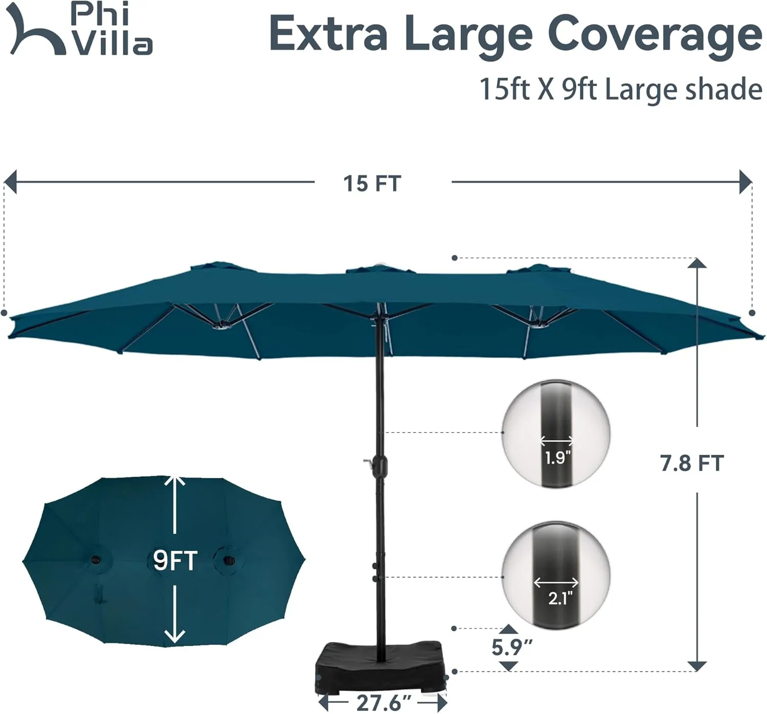 🔥Soon to Be Sold Out!!💝Buy 2 Get 2 Free💥2025 PHI VILLA 15 ft Extra Large Patio Umbrella
