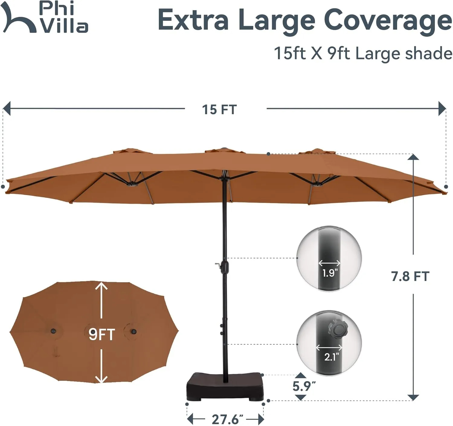 🔥Soon to Be Sold Out!!💝Buy 2 Get 2 Free💥2025 PHI VILLA 15 ft Extra Large Patio Umbrella