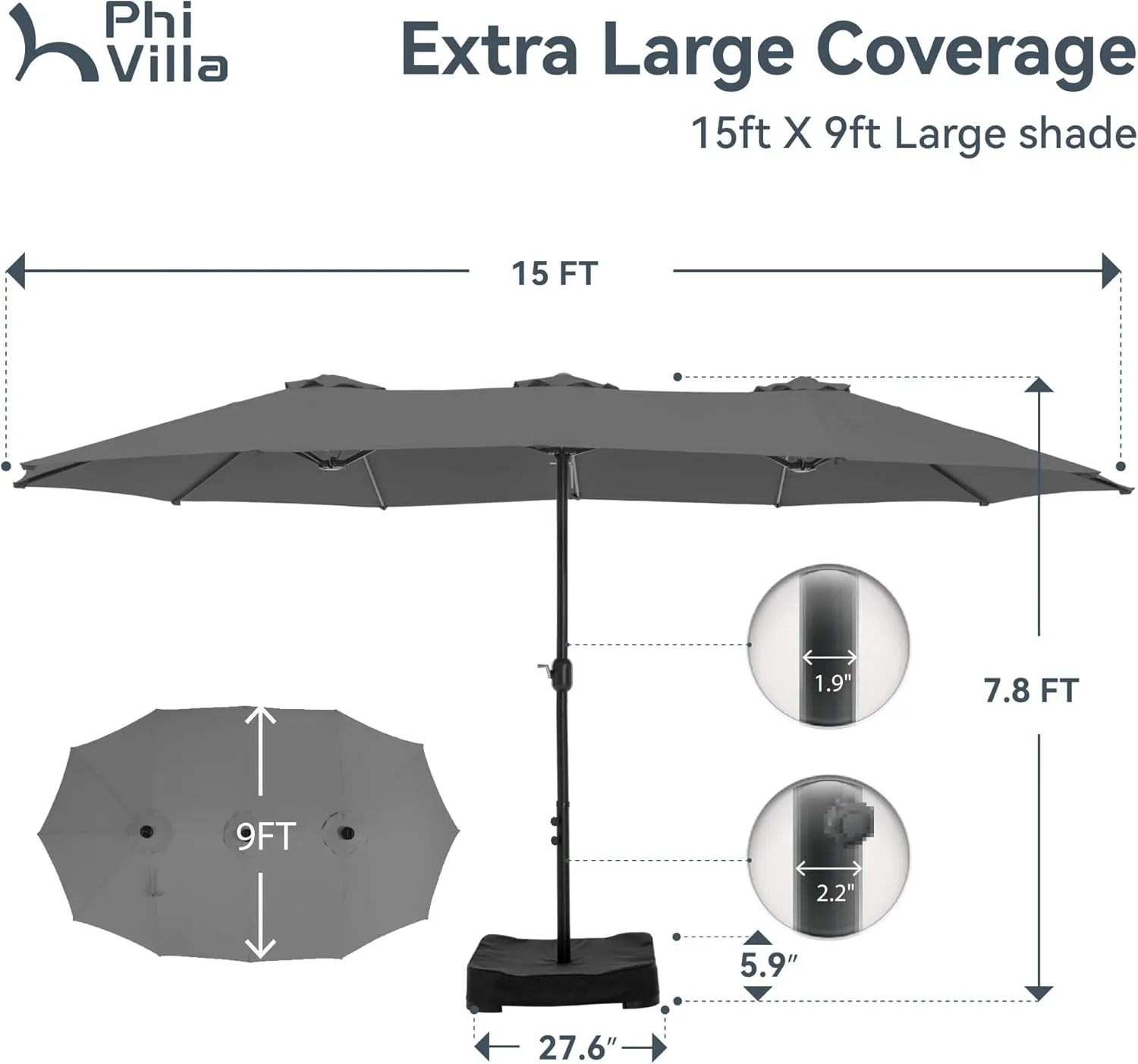🔥Soon to Be Sold Out!!💝Buy 2 Get 2 Free💥2025 PHI VILLA 15 ft Extra Large Patio Umbrella