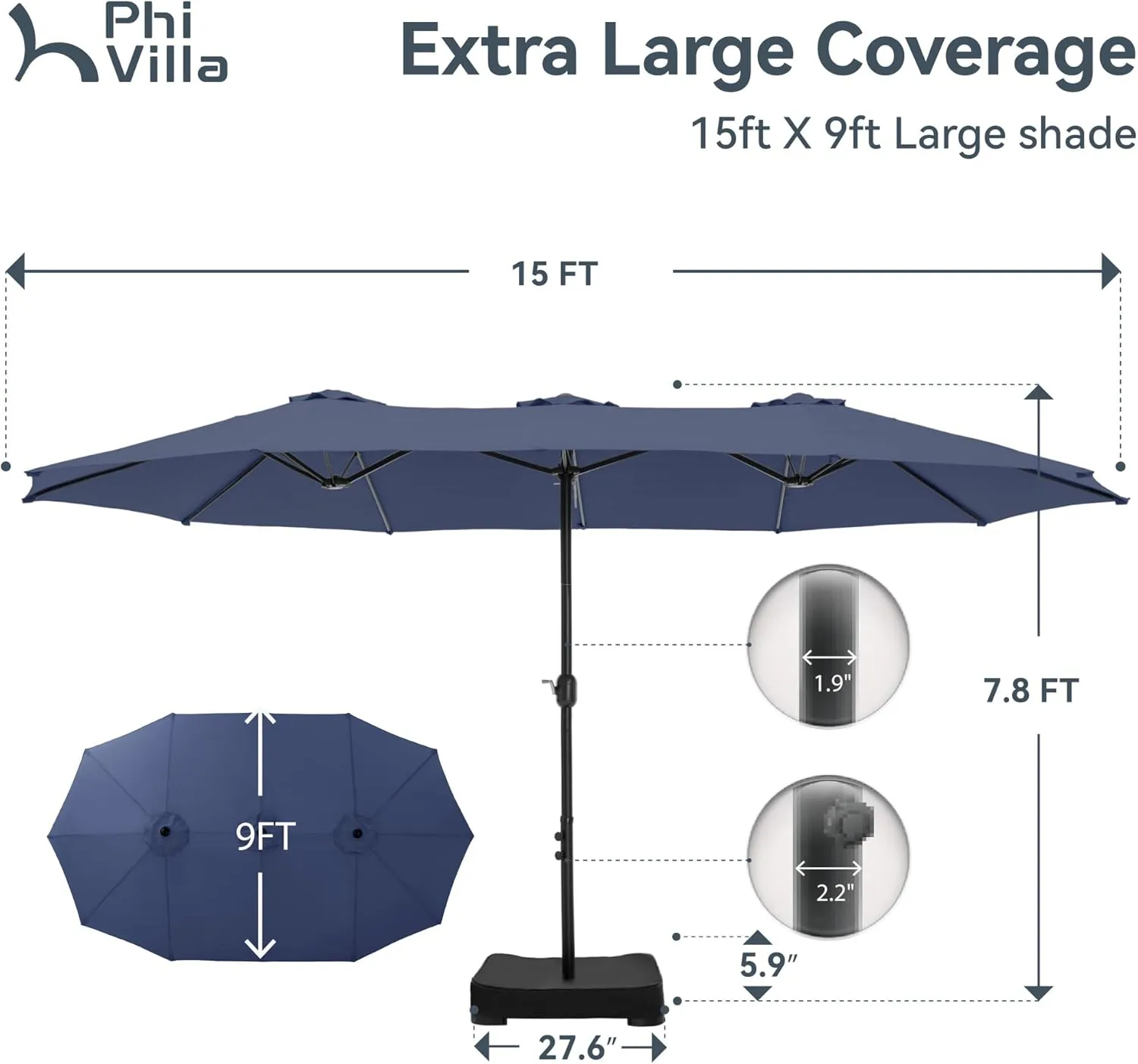🔥Soon to Be Sold Out!!💝Buy 2 Get 2 Free💥2025 PHI VILLA 15 ft Extra Large Patio Umbrella