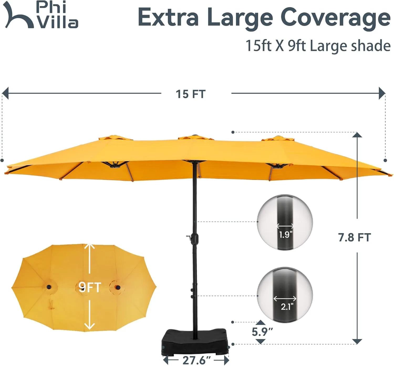 🔥Soon to Be Sold Out!!💝Buy 2 Get 2 Free💥2025 PHI VILLA 15 ft Extra Large Patio Umbrella
