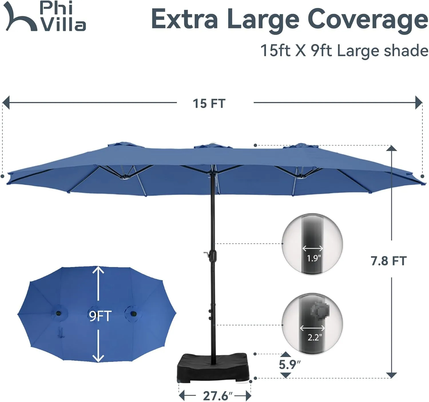 🔥Soon to Be Sold Out!!💝Buy 2 Get 2 Free💥2025 PHI VILLA 15 ft Extra Large Patio Umbrella