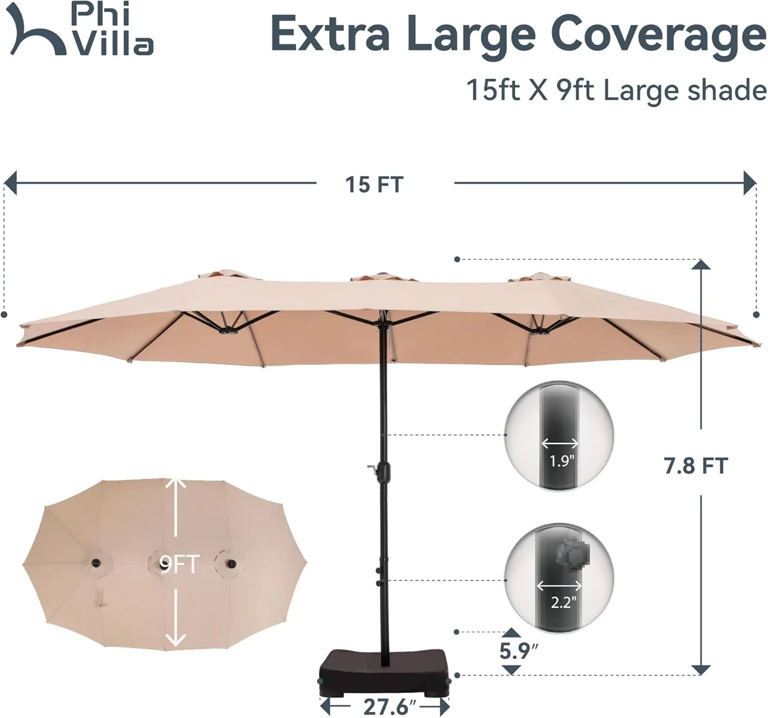 🔥Soon to Be Sold Out!!💝Buy 2 Get 2 Free💥2025 PHI VILLA 15 ft Extra Large Patio Umbrella