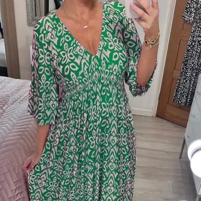 🔥HOT SALE - 49% OFF🔥Casual Print V-Neck Waist Wrap Long Dress