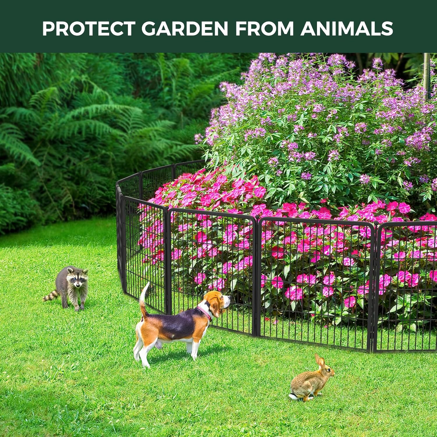 🎉Today's Special Value💝Buy 2 Get 30% Off💥FXW Garden Fence 16 Pieces Decorative Outdoor Dog Fence for Yard - Heavy Duty Metal Animal Barrier