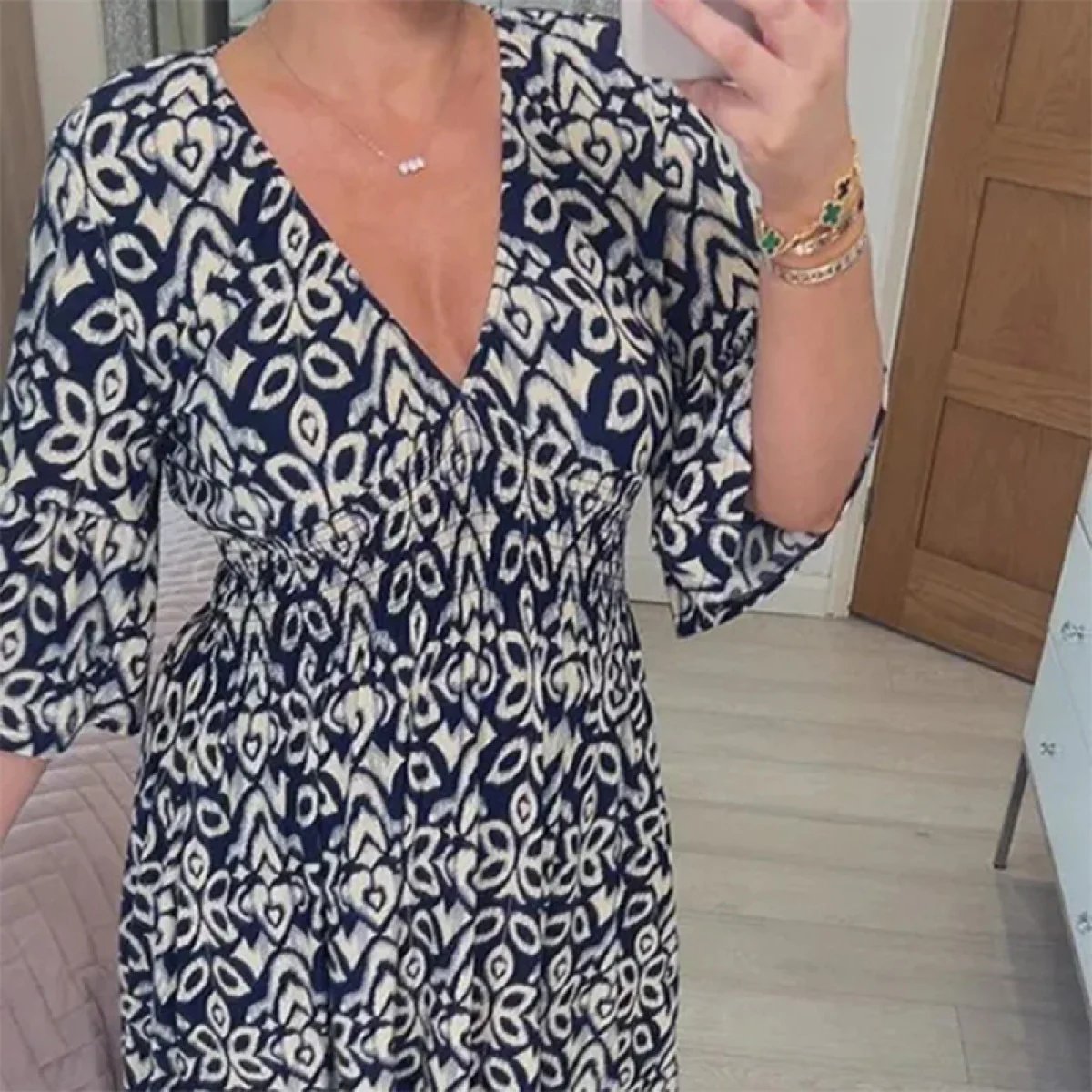 🔥HOT SALE - 49% OFF🔥Casual Print V-Neck Waist Wrap Long Dress