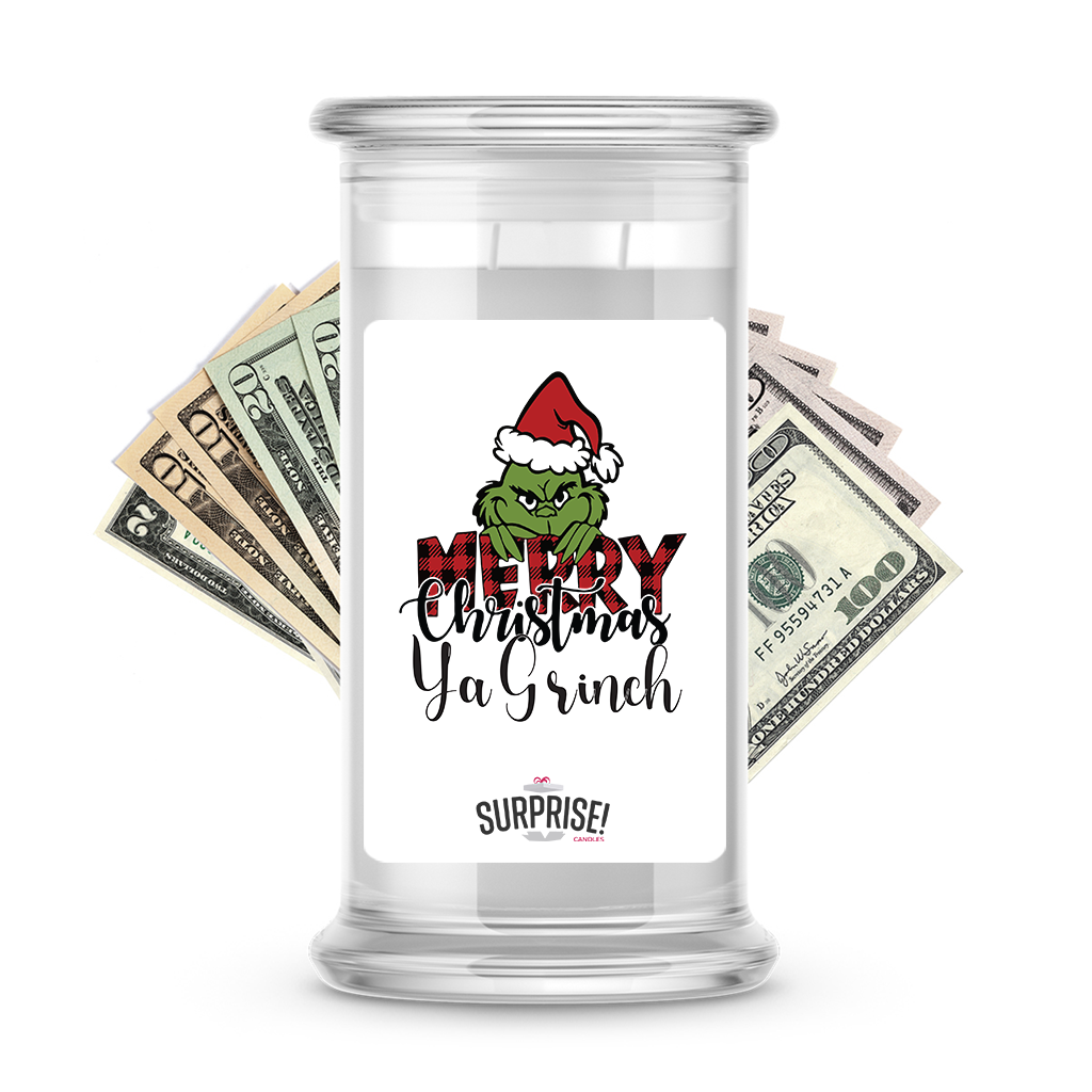 Merry Christmas Ya Grinch Cash Money Candle