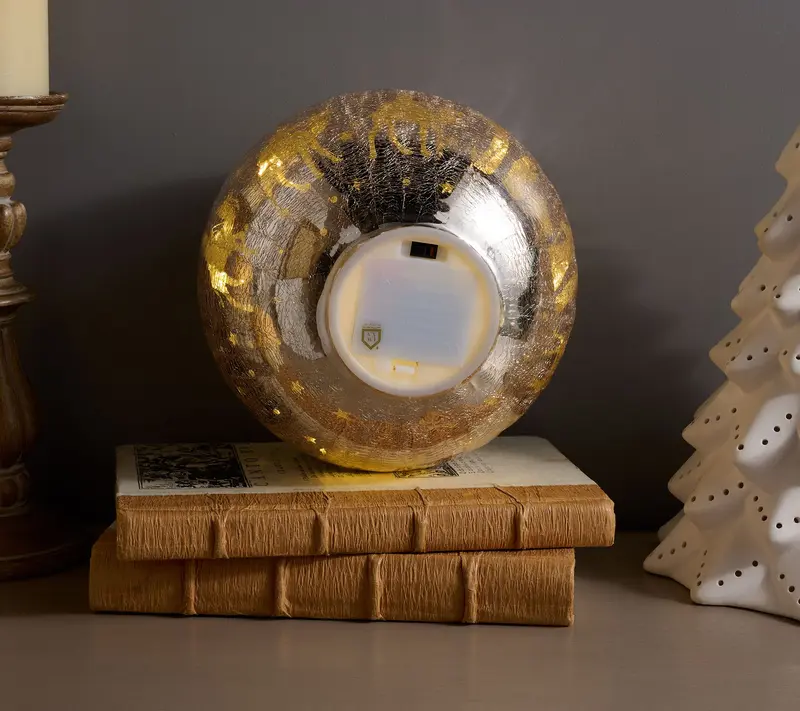 Last day of clearance!!💝Buy 2 Get 2 Free✨8" Illuminated Crackle Glass Sphere with Hidden Scene by Kim Gravel