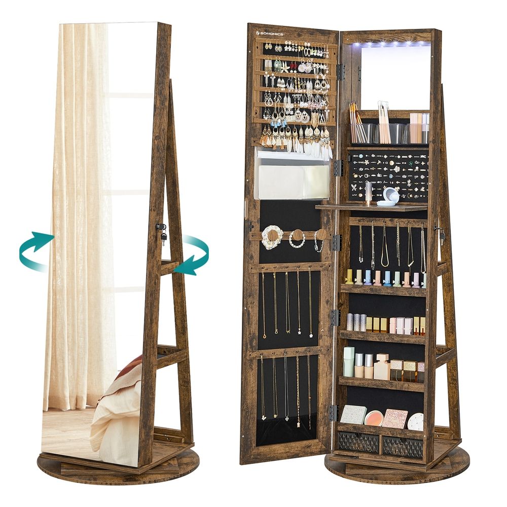 💝Warehouse Clearance💝SONGMICS 61-Inch Jewelry Cabinet with Lights