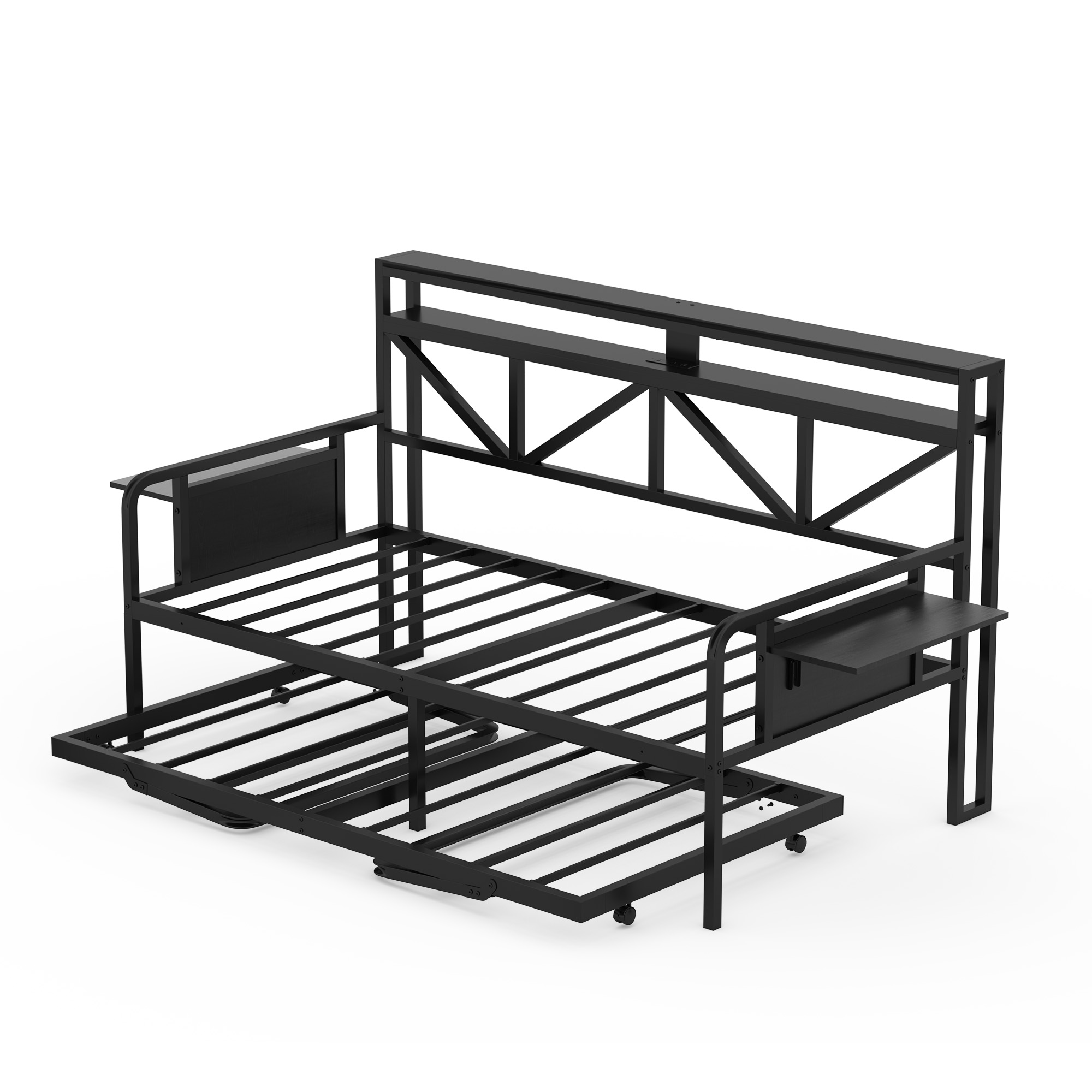 Joywind Daybed with Trundle, Heavy Duty Metal Twin Bed Frame