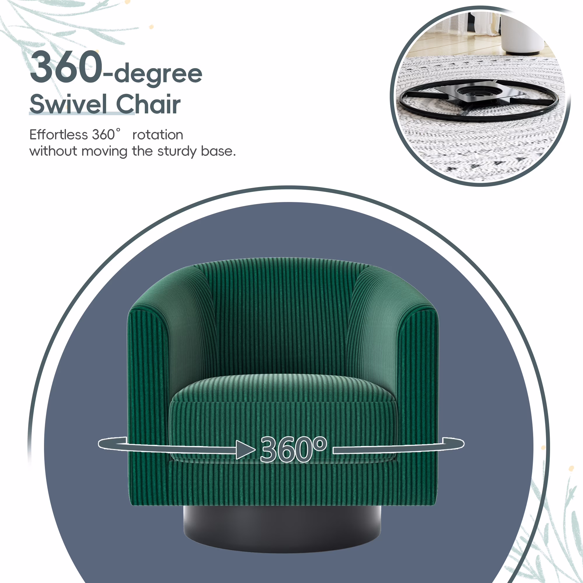 Joywind Corduroy Swivel Barrel Accent Chair, Modern Upholstered Barrel Chair for Living Room