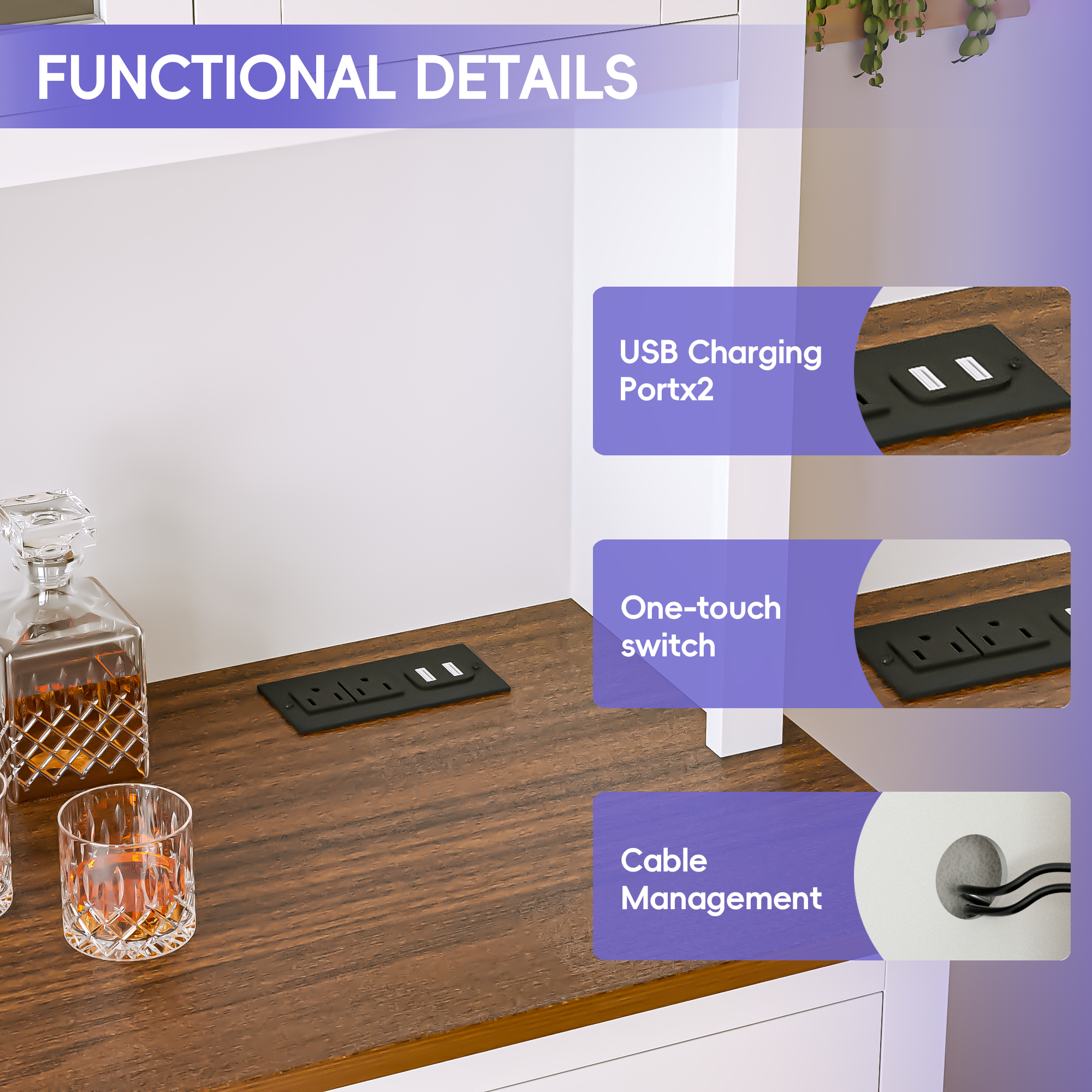Joywind Freestanding Pantry Cabinet with Countertop, Storage Drawers, and Adjustable Shelves