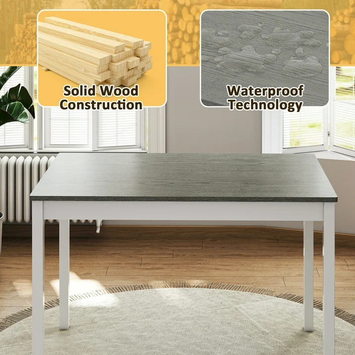 Joywind 5-Piece Solid Wood Dining Set – Rectangular Dining Table with 4 Chairs, Modern Brown Design for Kitchen, Dining Room & Restaurant