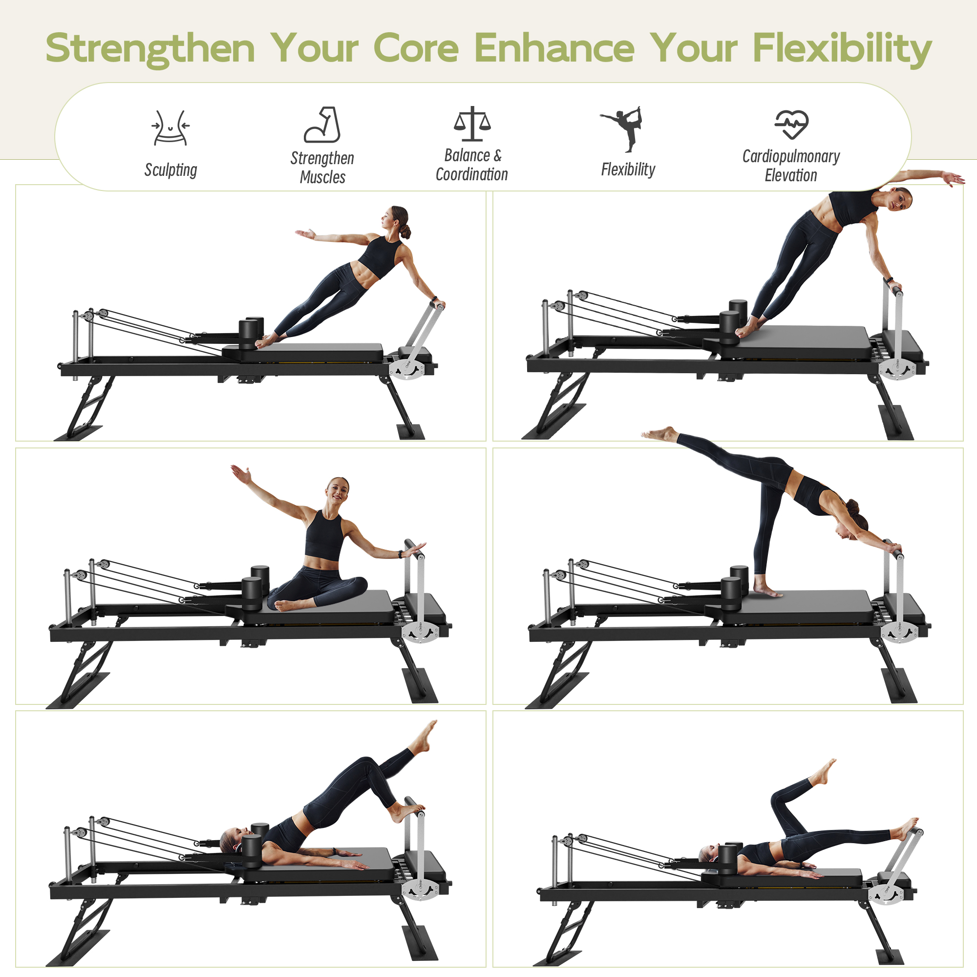 Joywind Pilates Reformer Machine Folding 400 lb Weight Capacity 1 Count