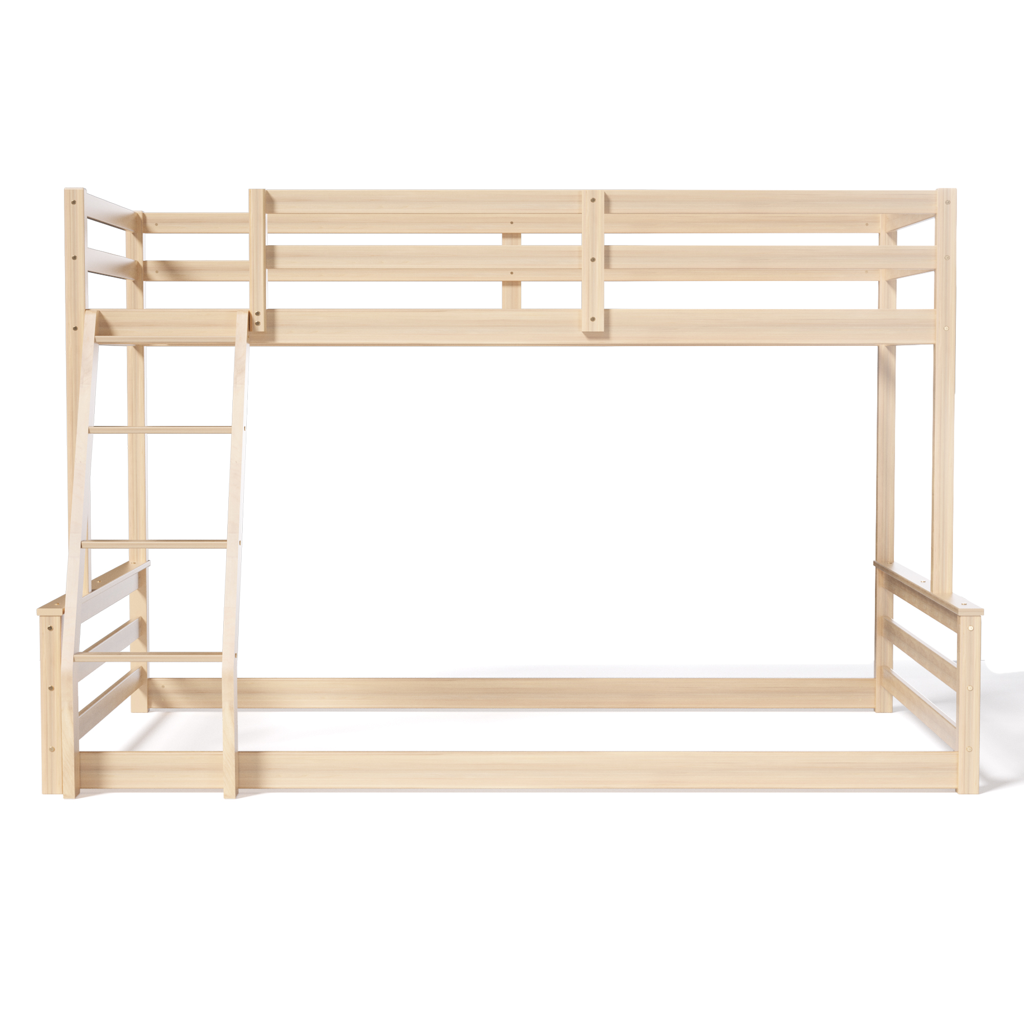 Joywind Solid Wood Twin Over Full Bunk Bed with Ladder & Full Guardrails for Boys, Girls, Kids, Bedroom