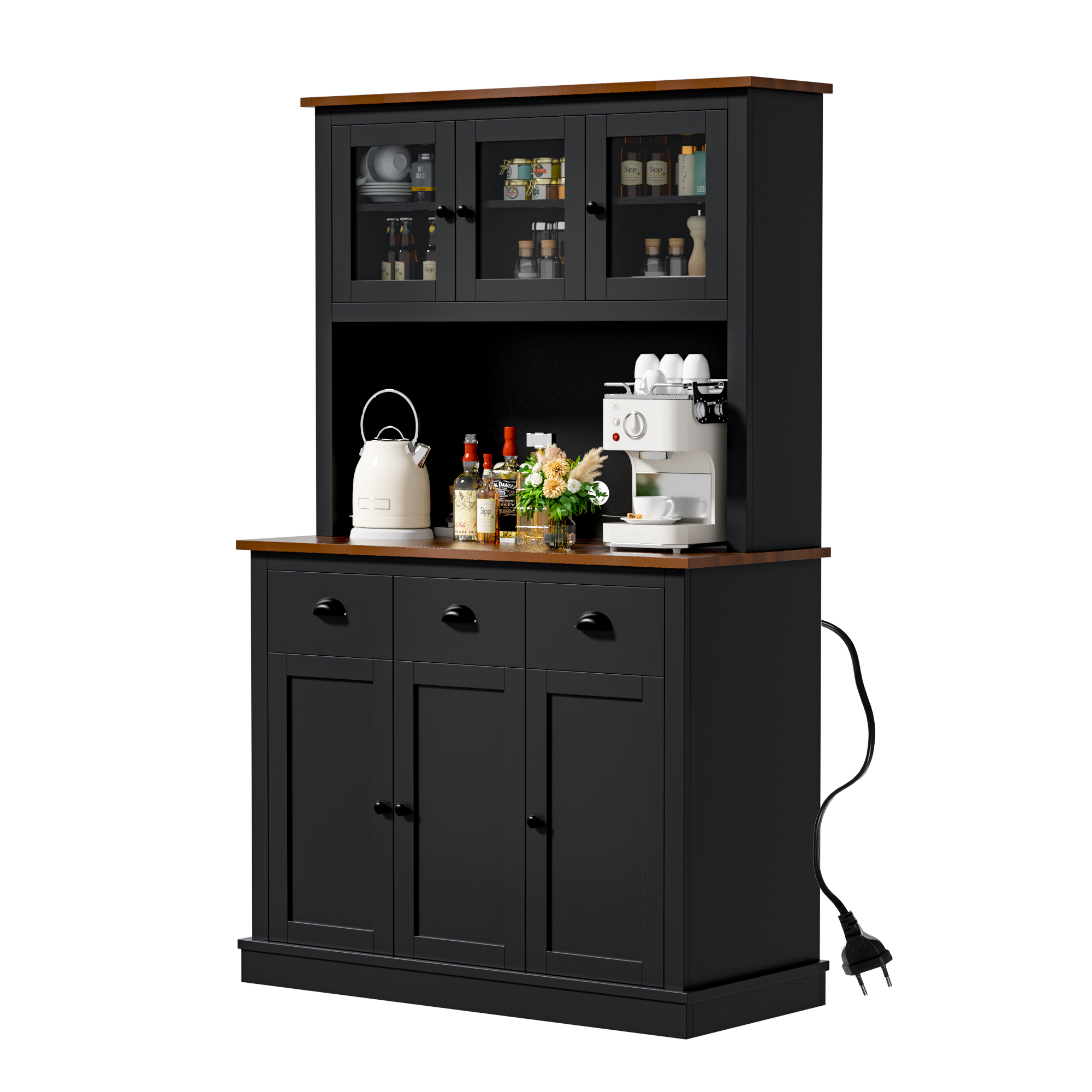 Joywind Freestanding Pantry Cabinet with Countertop, Storage Drawers, and Adjustable Shelves
