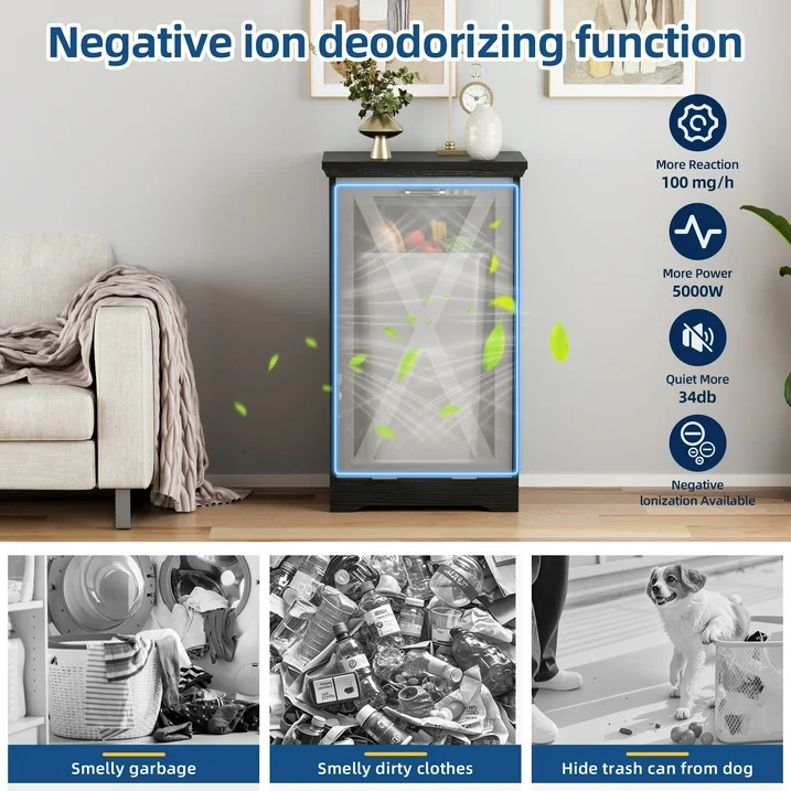 Joywind 13 Gallon Tilt-Out Trash Can Cabinet – Hidden Kitchen Trash Bin with Odor Control & Negative Ion, Pet-Proof Design –Black