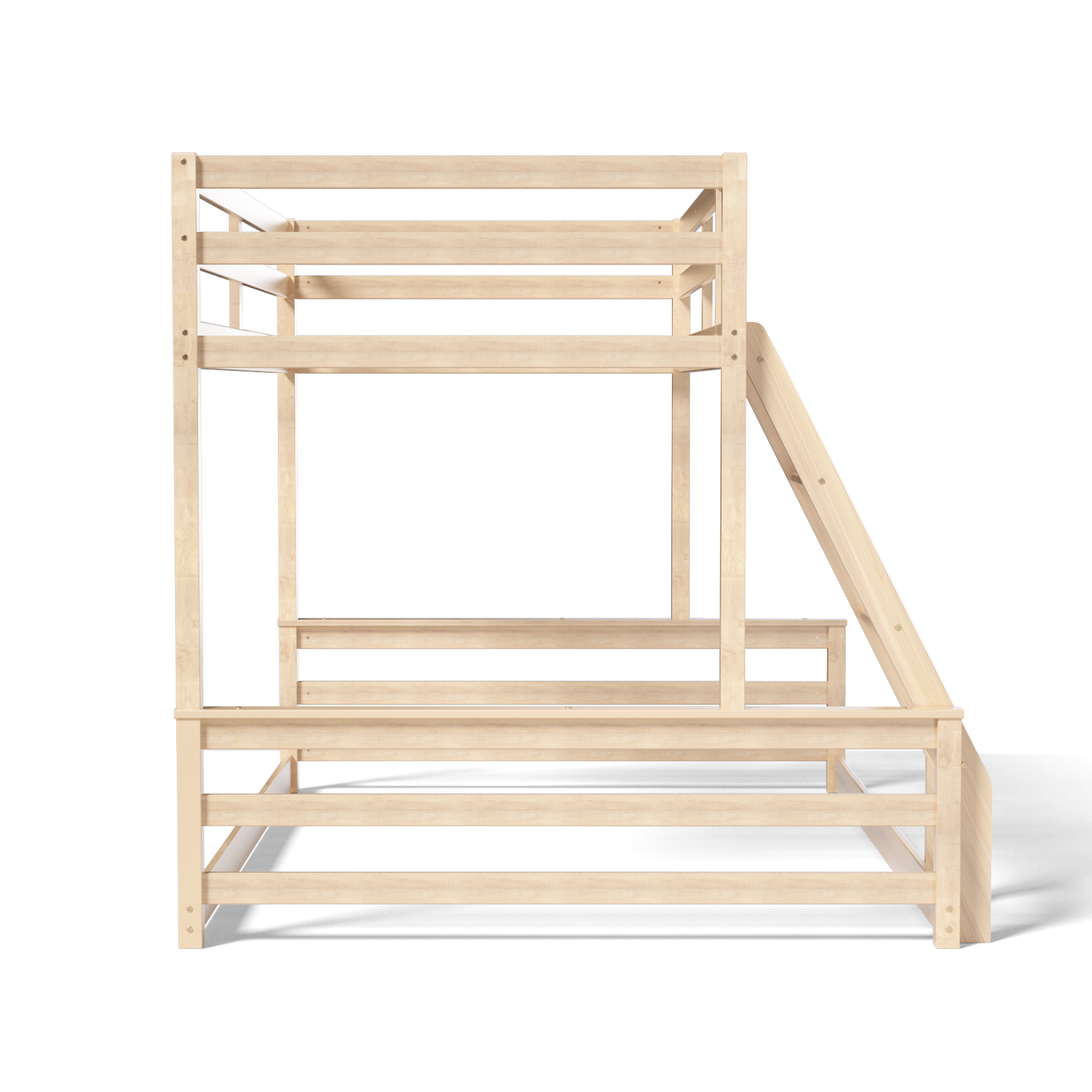 Joywind Solid Wood Twin Over Full Bunk Bed with Ladder & Full Guardrails for Boys, Girls, Kids, Bedroom