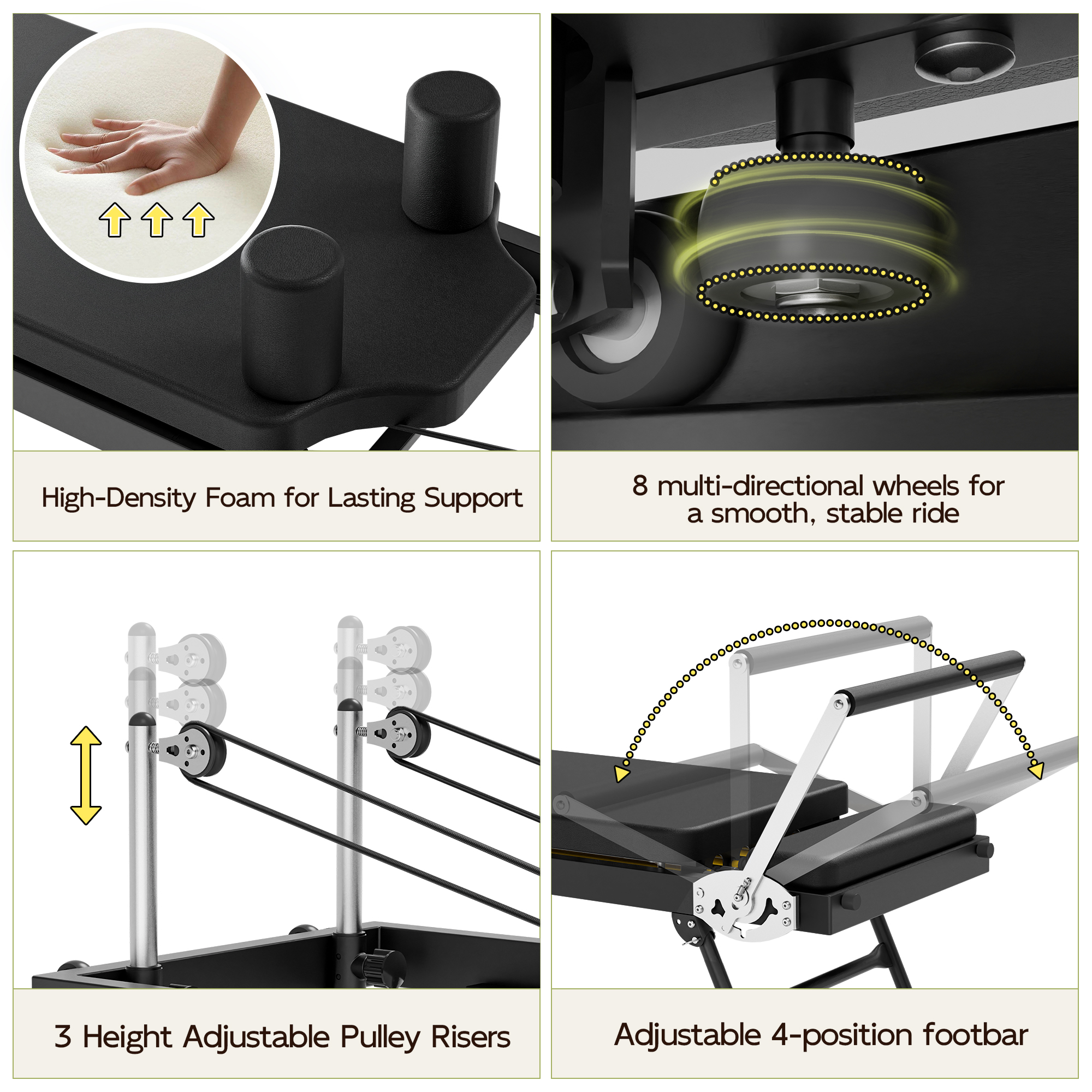 Joywind Pilates Reformer Machine Folding 400 lb Weight Capacity 1 Count