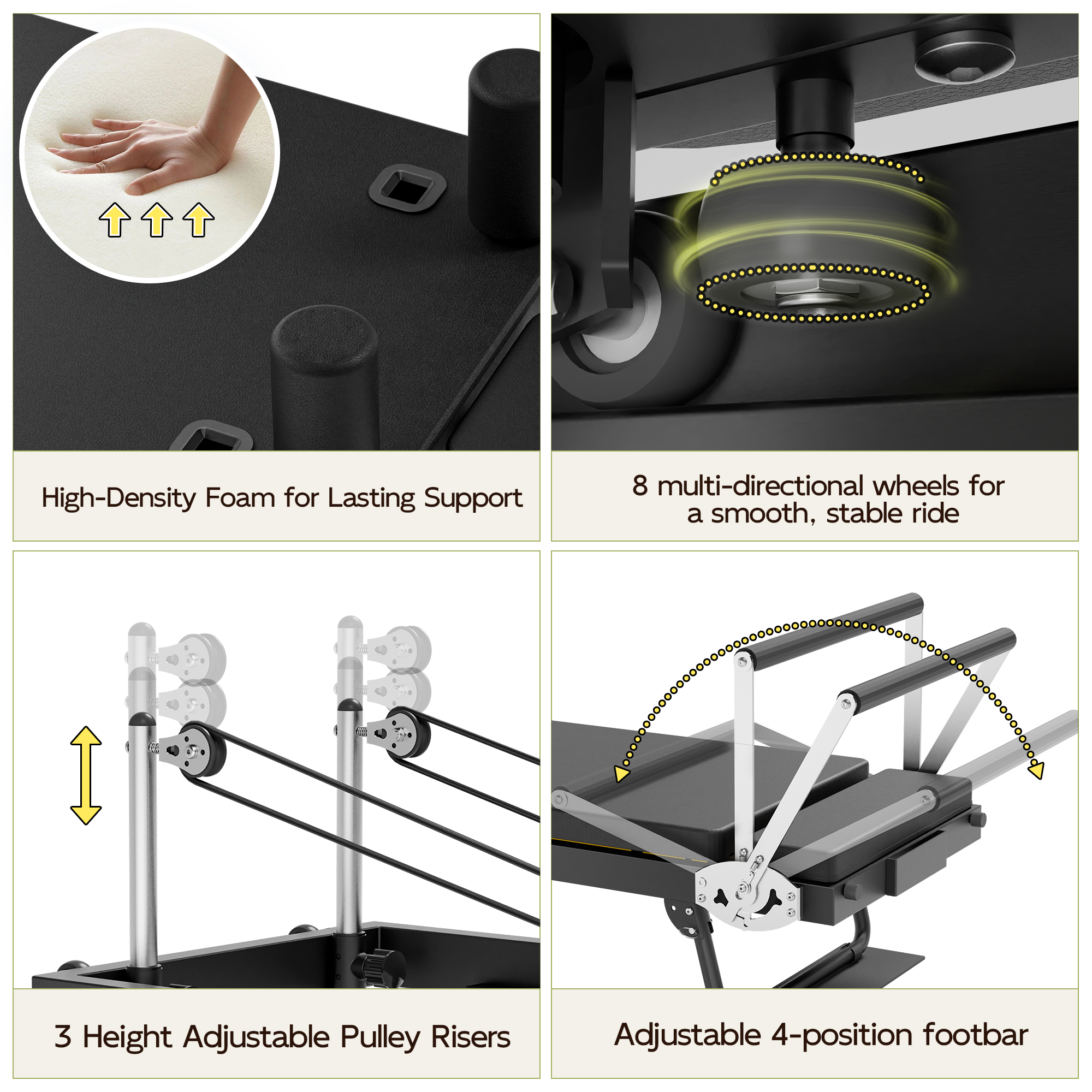 Joywind Foldable Pilates Reformer Machine - Extra-Wide & Lengthened Platform, 400 lbs Capacity