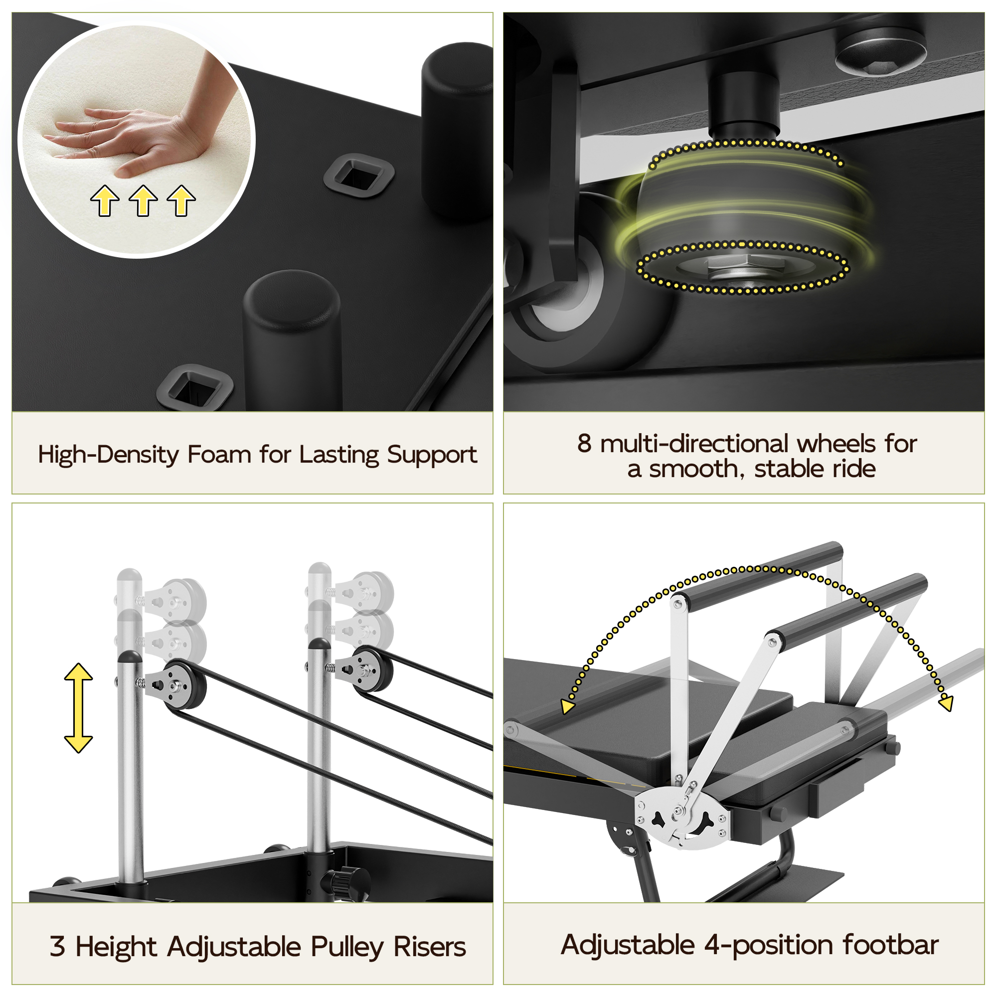 Joywind Foldable Pilates Reformer Machine for Home & Gym Use - Adjustable Dual Resistance for All Levels, Beginners to Advanced