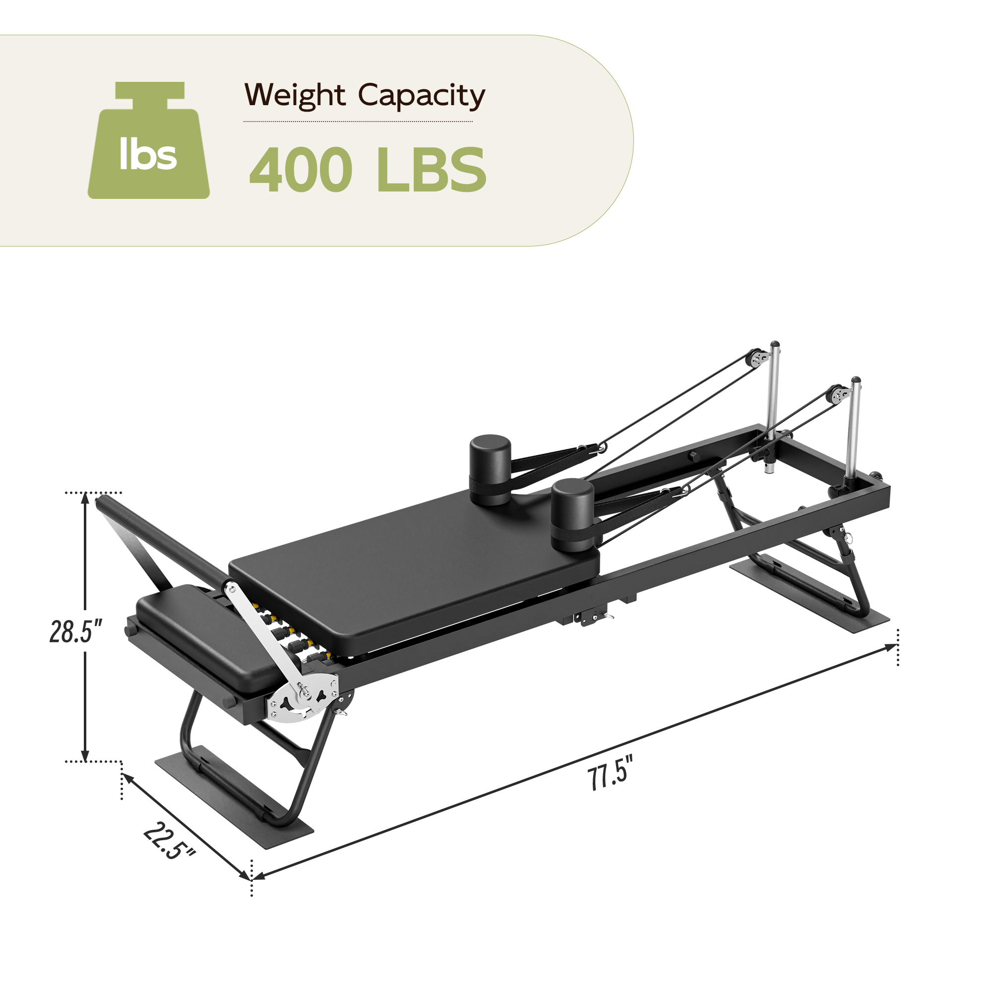 Joywind Pilates Reformer Machine Folding 400 lb Weight Capacity 1 Count