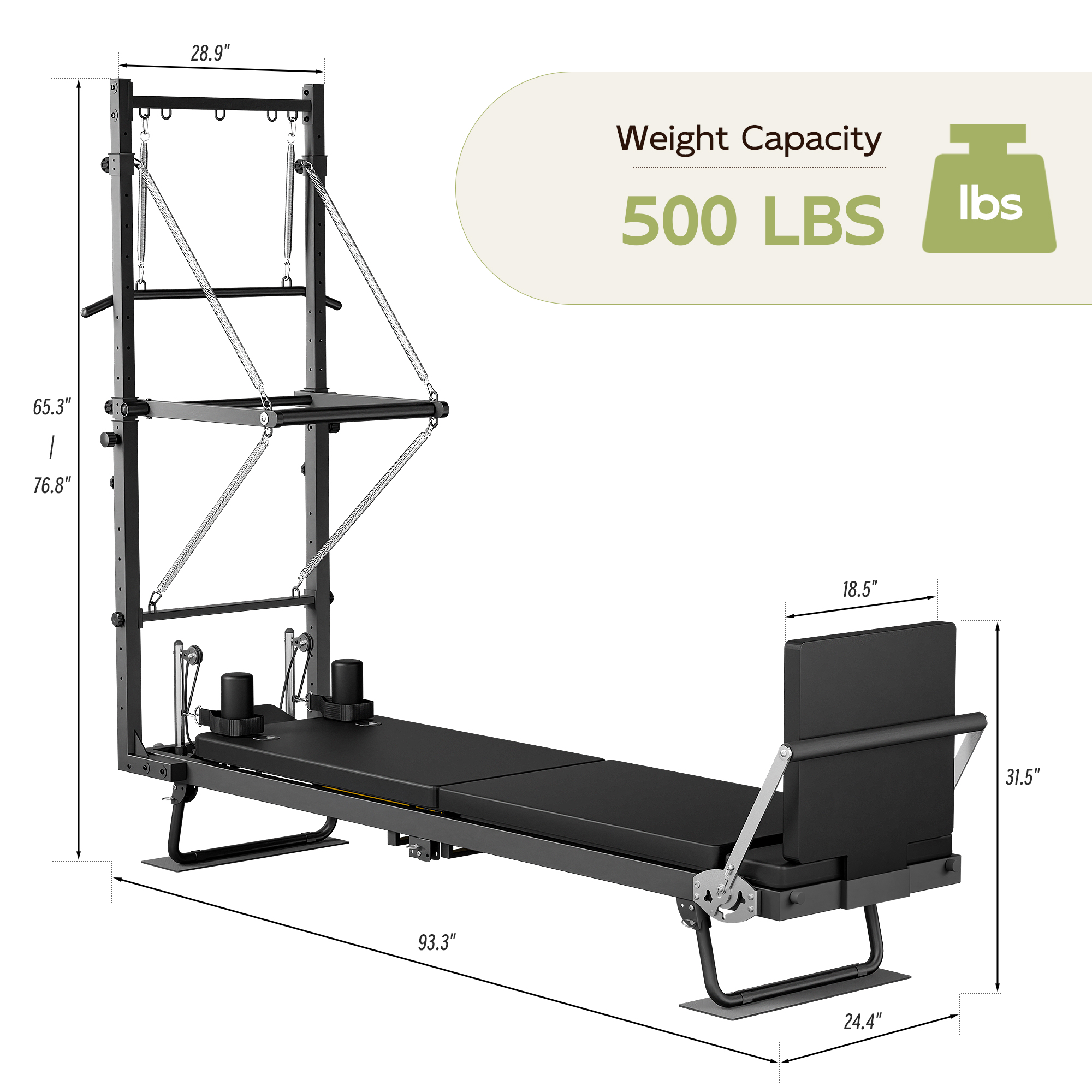 Joywind Foldable Pilates Reformer Machine for Home & Gym Use - Adjustable Dual Resistance for All Levels, Beginners to Advanced
