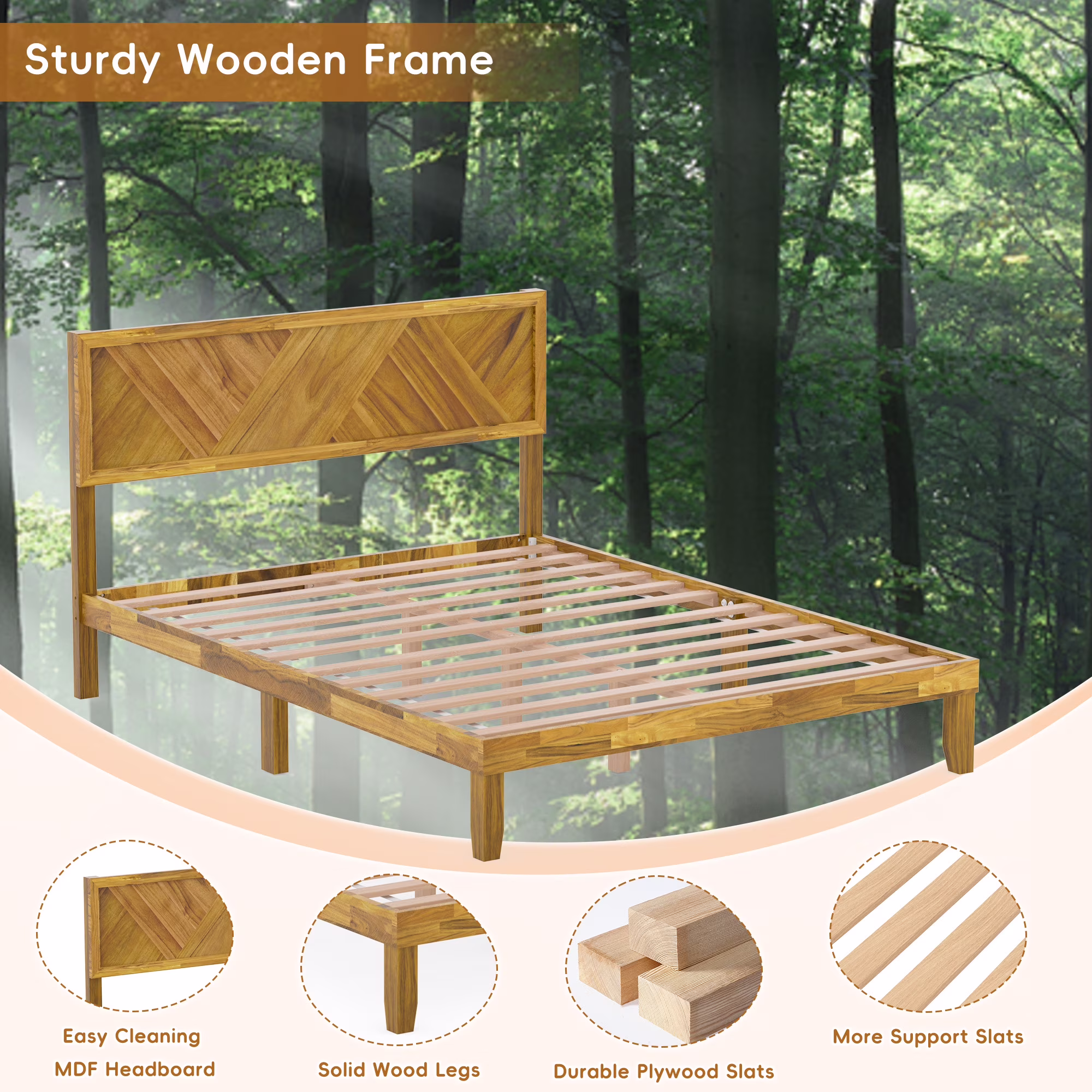 Joywind Bed Frame with Headboard