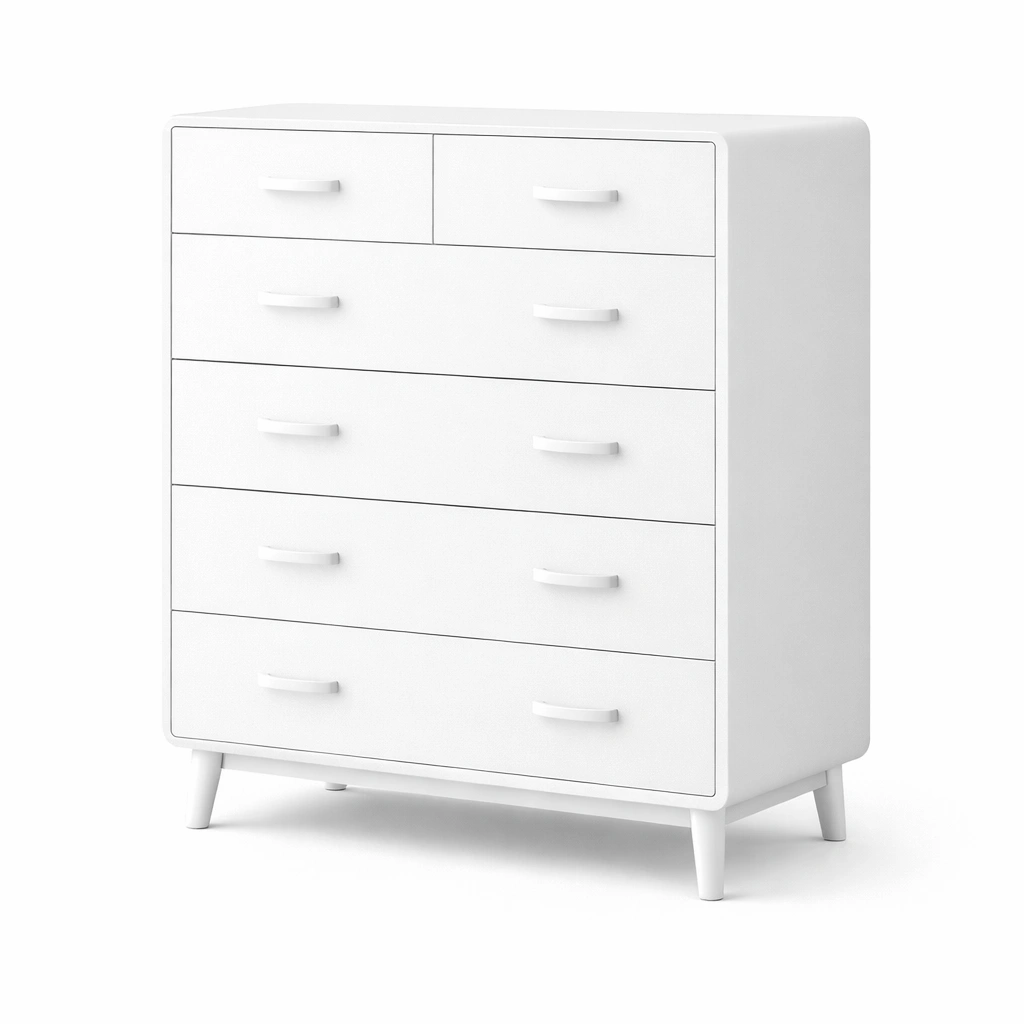 Kommode Holz Weiß mit 6 Schubladen-HOMFLARE