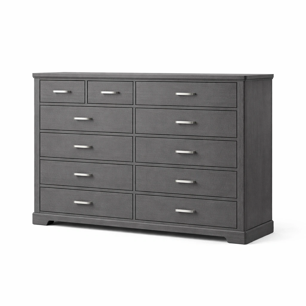 Kommode Holz Grau mit 10 Schubladen-HOMFLARE