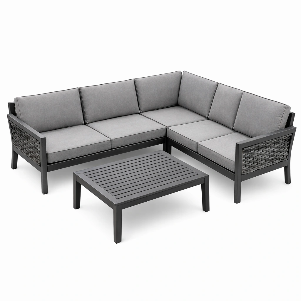 Loungeset Aluminium Polyester Grau-NESTAMBIENCE