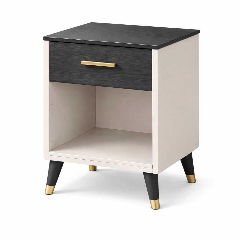 Nachttisch MDF Schwarz Weiß 60x40x40 cm-NESTAMBIENCE