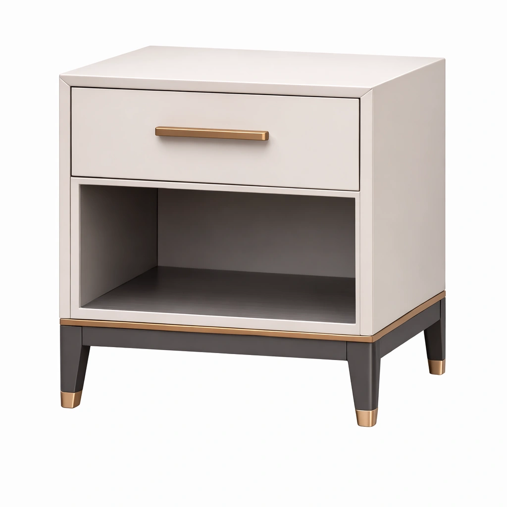 Nachttisch MDF und Metall Beige-NESTAMBIENCE