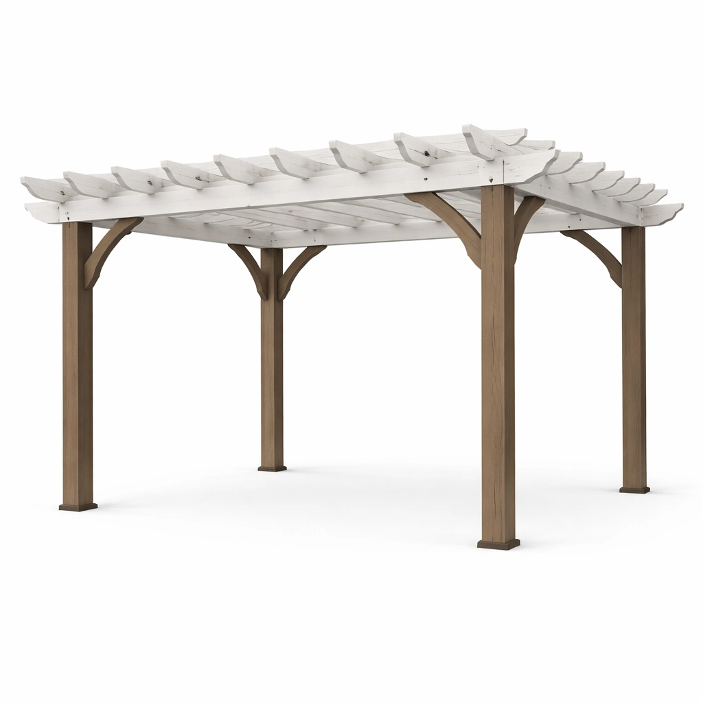 Pergola Holz Rechteckig Weiß Braun 300x240x220 cm-HOMFLARE